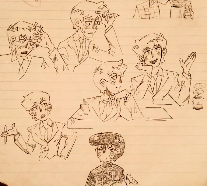 I don't remember posting these here so, class doodles! Mostly Reigen 