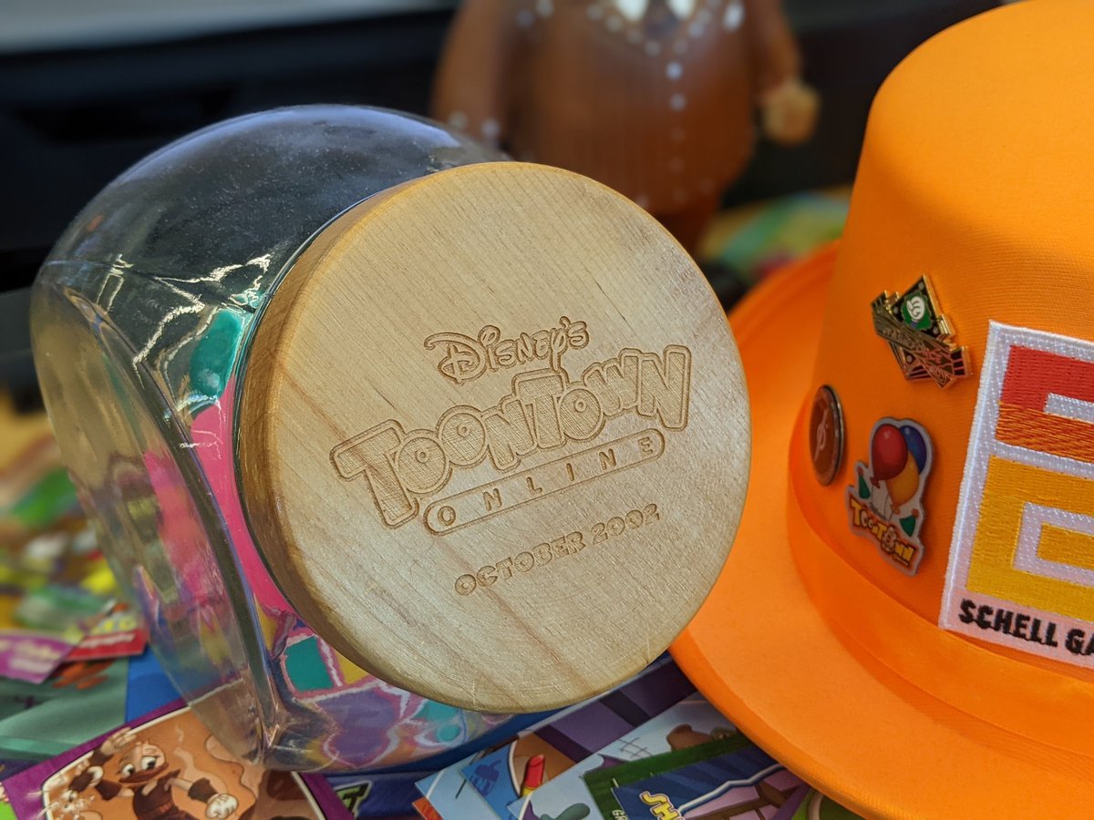 Joey Ziolkowski (@joeyzio_) on Twitter photo 20 years ago today, Disney's Toontown Online officially left Beta and started its "Sneak Preview"! This jellybean jar from <a href="/jesseschell/">JesseSchell</a> with October 2002 engraved was a launch gift for the original dev team.
Happy anniversary, Toontown! 😁🎉 20 years ago today, Disney's Toontown Online officially left Beta and started its "Sneak Preview"! This jellybean jar from <a href="/jesseschell/">JesseSchell</a> with October 2002 engraved was a launch gift for the original dev team.
Happy anniversary, Toontown! 😁🎉