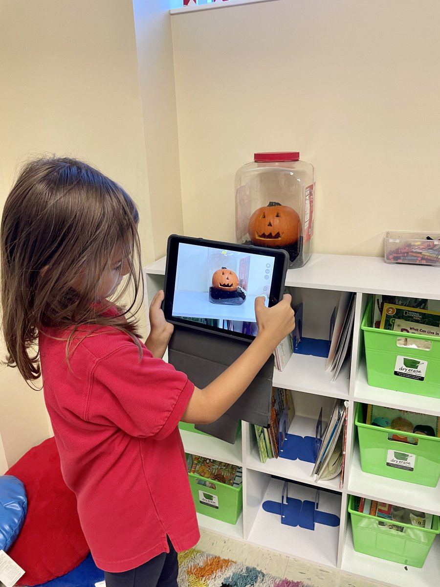 CollierCharter's tweet photo. Join our 1st-grade scientists as they explore how Pumpkin Jack changes over time! Using their iPad devices to collect data, they will create an iMovie of their experiment! The full story is linked in our bio. 
@AppleEDU @CSUSAhq @CSUSA_FL_IT @mslaurenberry #CSUSAToday #CSUSAproud https://t.co/Ep3JeXI3tY