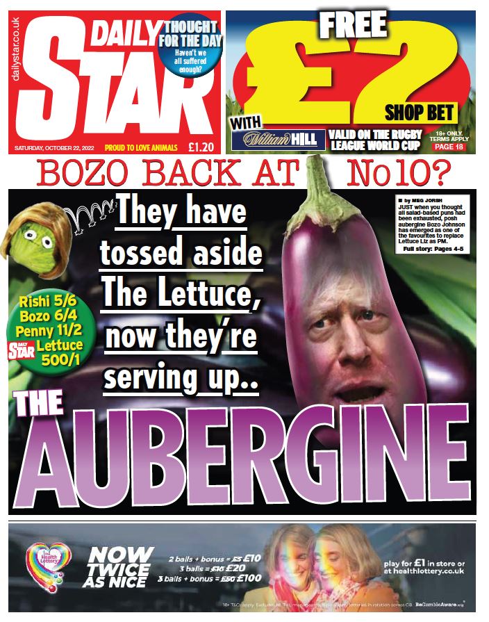 BBCNews's tweet photo. Saturday’s Star: “The aubergine” #BBCPapers #TomorrowsPapersToday https://t.co/7FuHszSswZ https://t.co/QnYBwjhevb