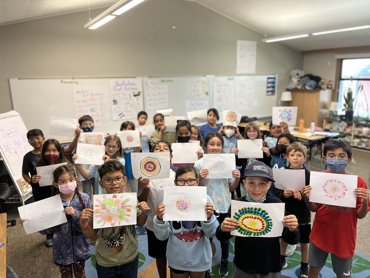 4th graders celebrating Diwali by creating Rangoli Art creations!