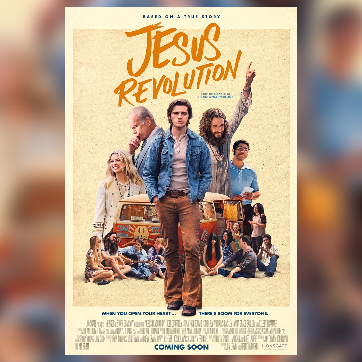 So excited to share the official poster for the @jesusrevmovie! I can’t wait for you all to see this, it’s one of the most entertaining and powerful films I’ve seen (and been in!) In theaters in FEBRUARY! @lionsgate #JesusRevolutionMovie