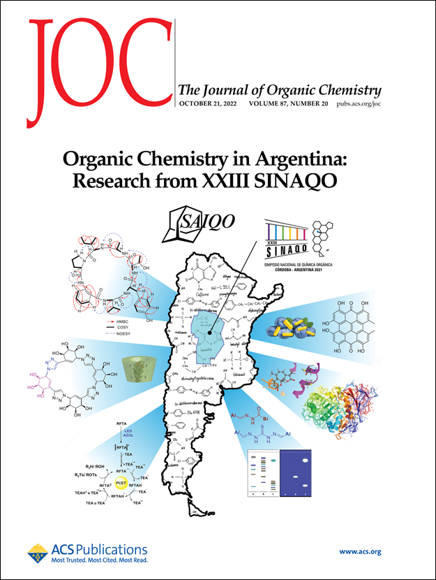 JOC_OL's tweet photo. Our latest issues at #JOC https://t.co/7QZNB1ZnXj and #OrgLett https://t.co/Dh2ICXKNqT have something special, with the front covers pointing to organic chemistry in Argentina and researchers attending XXIII SINAQ, with a bonus Virtual Issue of their work https://t.co/0pVarAg3eo https://t.co/QsF7b6t0oS