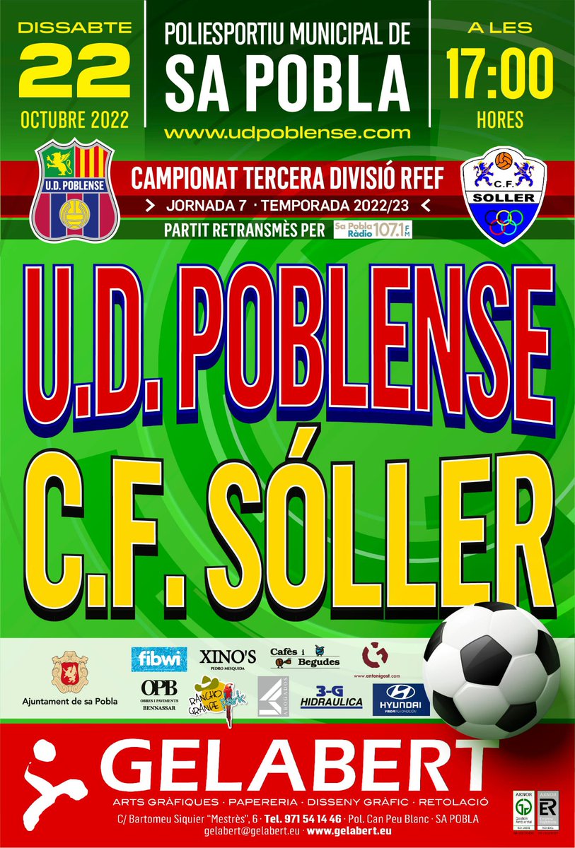 Tercera RFEF Grupo 11, Jornada 7
22/10 17:00h
Poblense-Soller
Partido contra un equipo de la zona baja, en casa toca ser fuerte.
<a href="/marksDELA/">Marks dela Espada</a>
