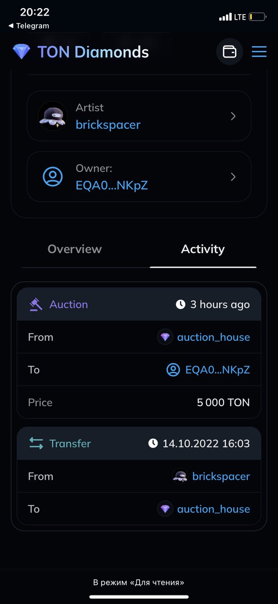 1st, i make my own PFP on TON blockchain called Octopus Boyz 2st, we make “Genesis” 1/1 NFT for this collection and presented his on Big screen in Dubai 3st, WE SELL HIM FOR 5000 TON (~7000$) @TonDiamonds