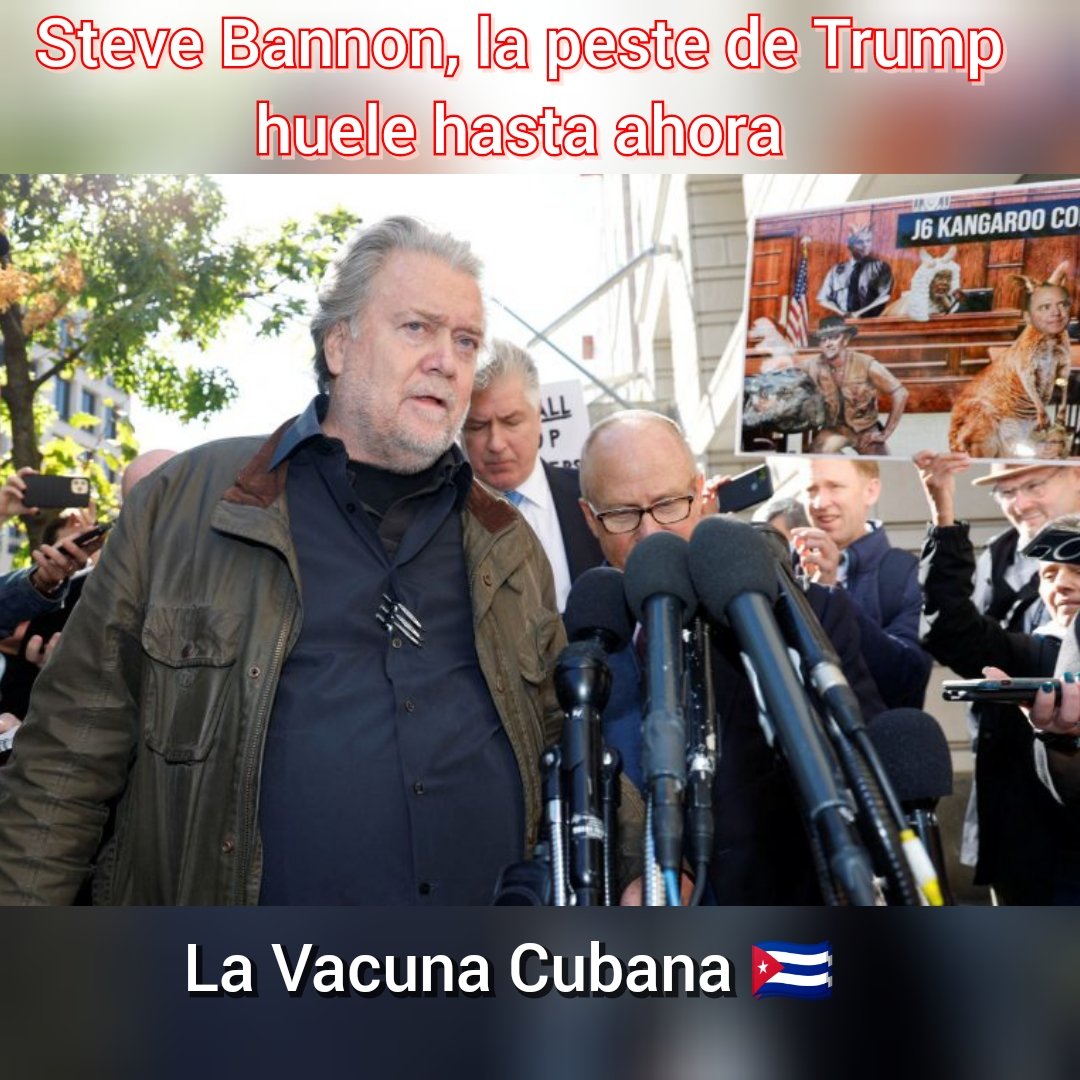 ElVindicadorCu's tweet photo. Uno de los más cercanos al expresidente de #EEUU Donald Trump, el exasesor Steve Bannon ha sido condenado a 4 meses de cárcel como parte del proceso que se lleva contra esta administración por los hechos del 6 de enero en el Capitolio de Washington. Por promover hechos vandálicos https://t.co/NDoGjLUTxg