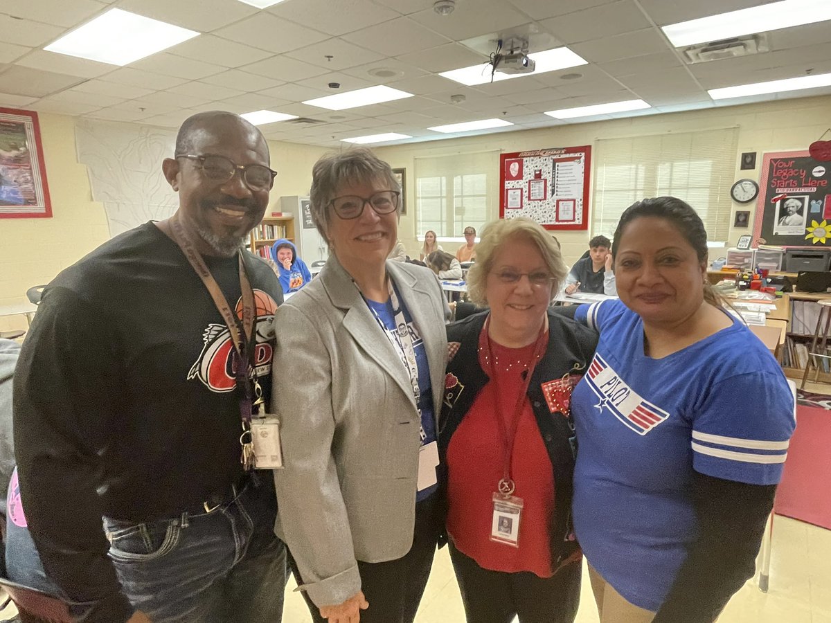volusiaschools's tweet photo. Today @vcsbalgobin and @VCSCuthbert visited @cudasnsb! It’s not hard to tell why NSBHS is truly a Cuda Family! Ms. Cuthbert used to teach and a place she calls home. They met with Principal, Mr. Merrick and some of the rock star teachers and staff of the #CudaFamily https://t.co/M9fYqkciIN