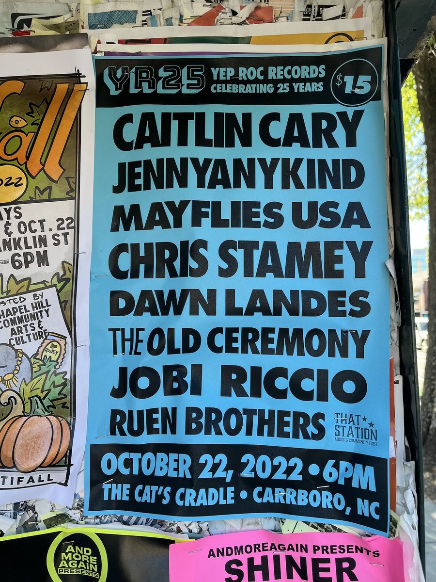 Almost showtime! #YR25 is Saturday at <a href="/CatsCradleNC/">Cat's Cradle</a>. Still time to buy tix – $15 advance/$20 day of: found.ee/yeproc25 🎉

<a href="/ThatStation/">95.7FM That Station</a> #CaitlinCary #Jennyanykind <a href="/TheMayfliesUSA/">The Mayflies USA</a> <a href="/ChrisStamey/">Chris Stamey</a> <a href="/dawnlandes/">DAWN LANDES</a> <a href="/oldceremony/">Old Ceremony</a> <a href="/JobiRiccio/">Jobi Riccio</a> <a href="/ruenbrothers/">Ruen Brothers</a>