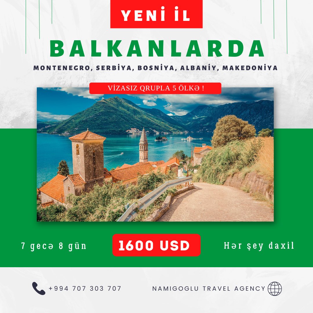 TravelNamigoglu's tweet photo. Yeni ili vizasız avropada 5 ölkəni gəzərək qeyd edin :))) hər şey daxil 8 gün cəmi 1600 dollara.
#namigoglutravel #travel  #Azerbaijan #Albania #Montenegro #Serbia #Macedonia #Bosnia https://t.co/HFuDNT7ng9
