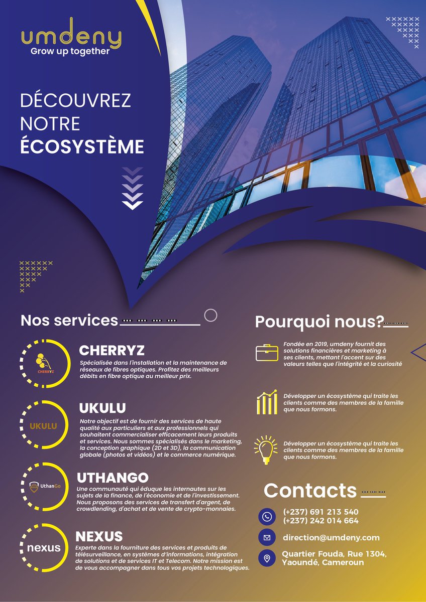 umdeny's tweet photo. Faites un tour à UMDENY et découvrez notre savoir-faire: fibre optique,fourniture de services de télésurveillance,communication, éducation sur les cryptomonnaies, profitez-en, et contactez nous au  +237 242 014 664 ou 691213540#nexus #ukulu #cherryz #uthango #nexus #communication https://t.co/kru5beseKU