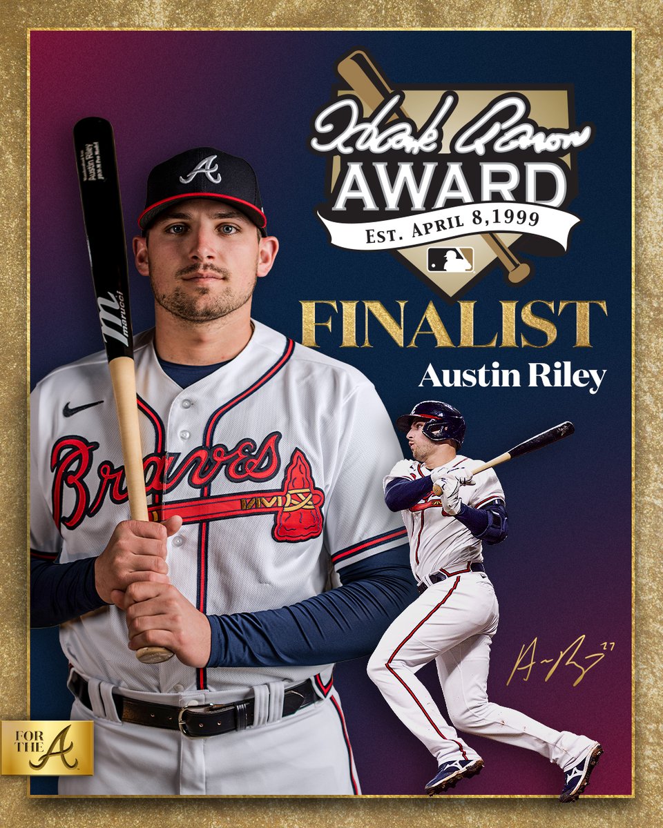 Congratulations to @austinriley1308 on being named a 2022 Hank Aaron Award Finalist! Vote for Austin 🗳 atmlb.com/3z0Ux3t