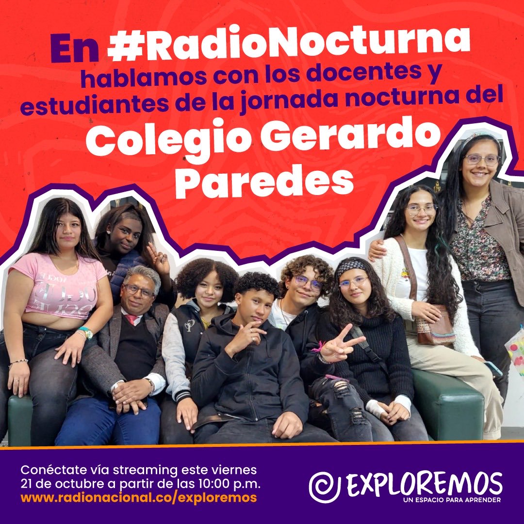 VozMujer's tweet photo. Esta noche estaremos en el programa #Exploremos de la ⁦@RadNalCo⁩ hablando de los podcast de VBG que hicimos con los estudiantes de la jornada nocturna de la IED Gerardo Paredes. Sintoniza en la web o en la 📻 a las 10:00 p.m. https://t.co/WbkmEEZeBQ