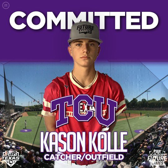 Congrats to 2026 C/OF Kason Kolle (@kolle1818) on his commitment to @TCU_Baseball Kolle is the 1st commit of Team Texas from the ‘22 Jr. Future Games. #PBRJFG22 PROFILE👤: bit.ly/3DjlkKT @PBRGowins @ShooterHunt @prepbaseball @TwelveRecruits @VEbaseball212