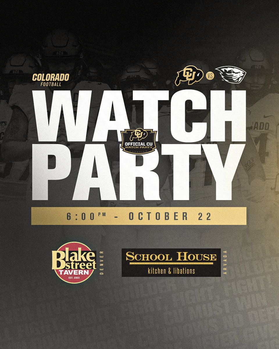 Watch @CUBuffsFootball take on Oregon State with fellow Buffs at these spots ⬇️ Blake Street Tavern 📍 Denver School House 📍 Arvada