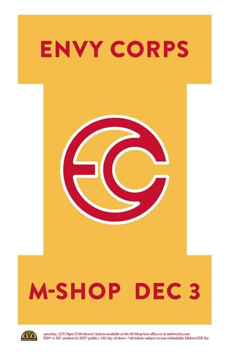 Excited to announce the return of legendary Ames rock icons The Envy Corps to the M-Shop stage on Saturday, Dec. 3!! 

Get your tickets now - they'll go fast! 
tickets.midwestix.com/event/envycorp…