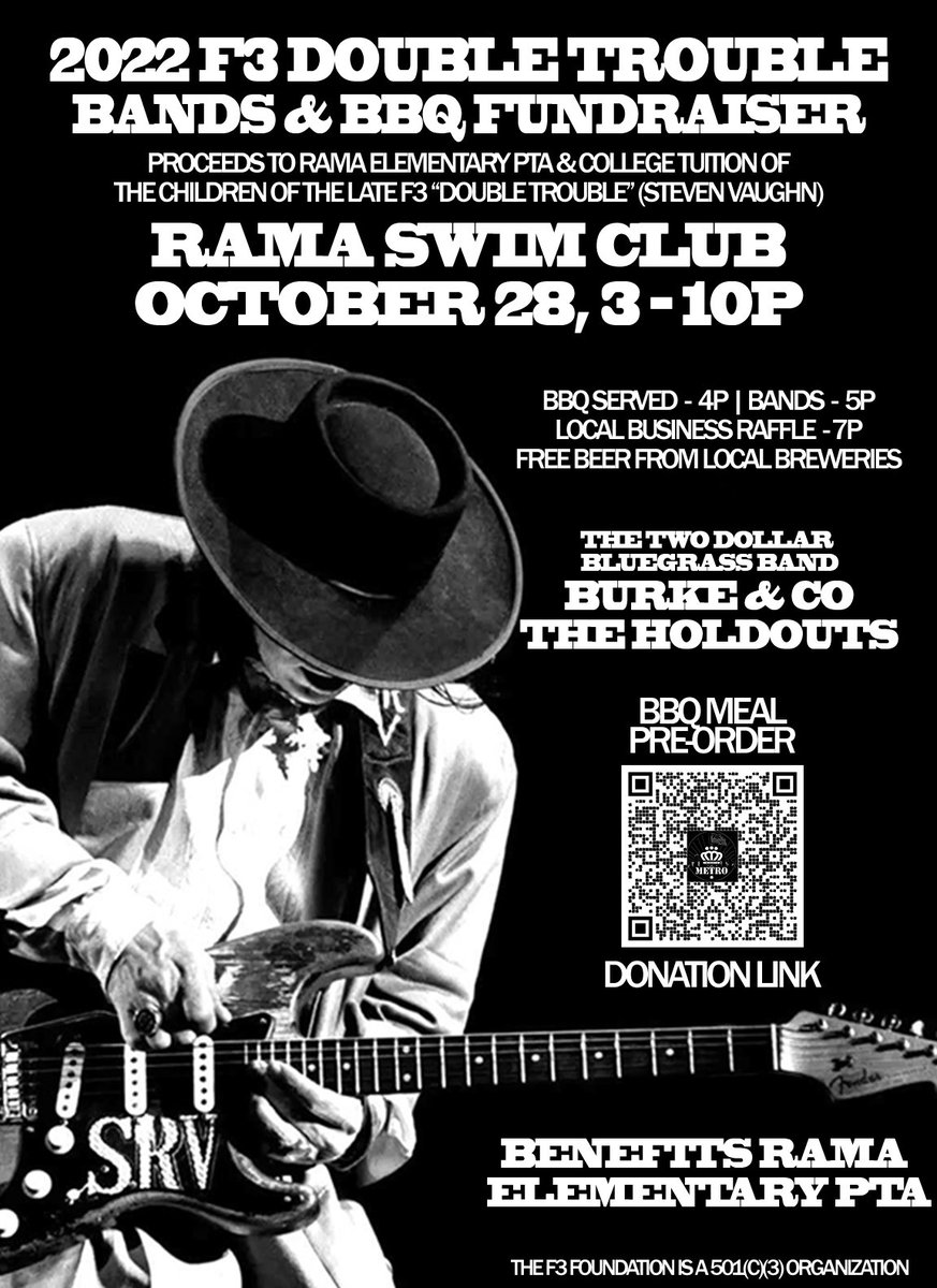 CLT! Bands &amp; BBQ Fundraiser next Fri at Rama Swim Club to raise money for the kids at Rama Elementary. 
Free local beer &amp; live music + a quarter ton of BBQ on tap for the evening. Here's an opportunity to deliver for the precious children in our community. I'll see you all there!