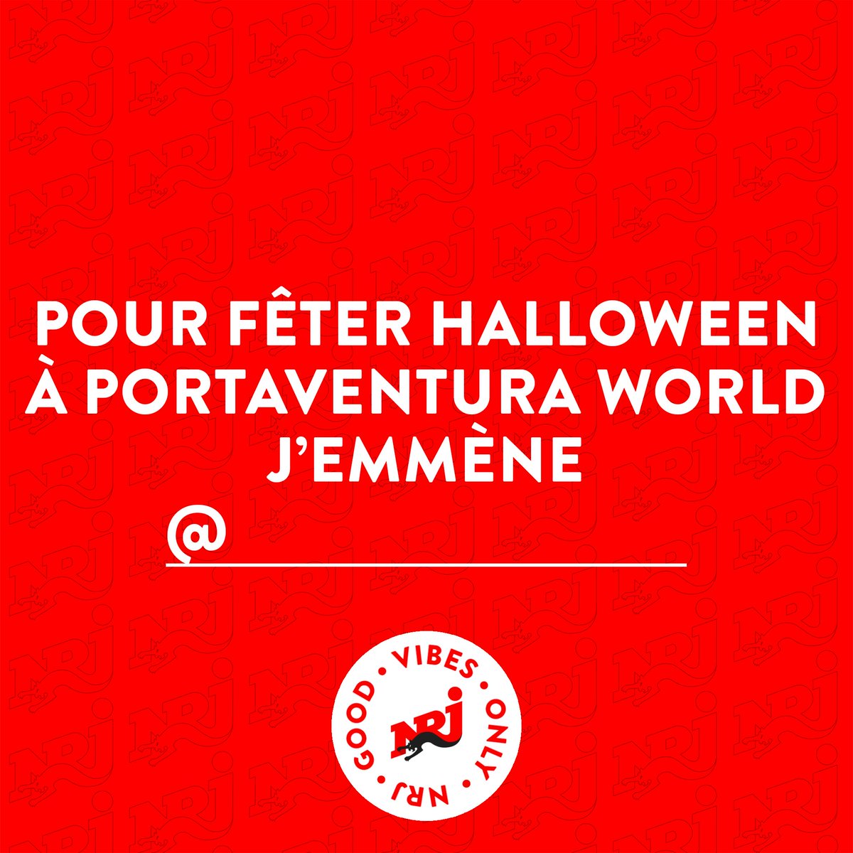 ⬇️ balancez le @ des potes qui viendront avec vous !

🎃 Ecoutez <a href="/NRJPerpignan/">NRJ Perpignan</a> et partez fêter #halloween à <a href="/PortAventura_FR/">PortAventura World FR</a> ➡️ 3 jours et 2 nuits dans le parc en hôtel ****

Pour jouer, écoutez #NRJ 📻 105.9 à #Perpignan, ou partout dans les #PO avec l'appli #NRJ 📱