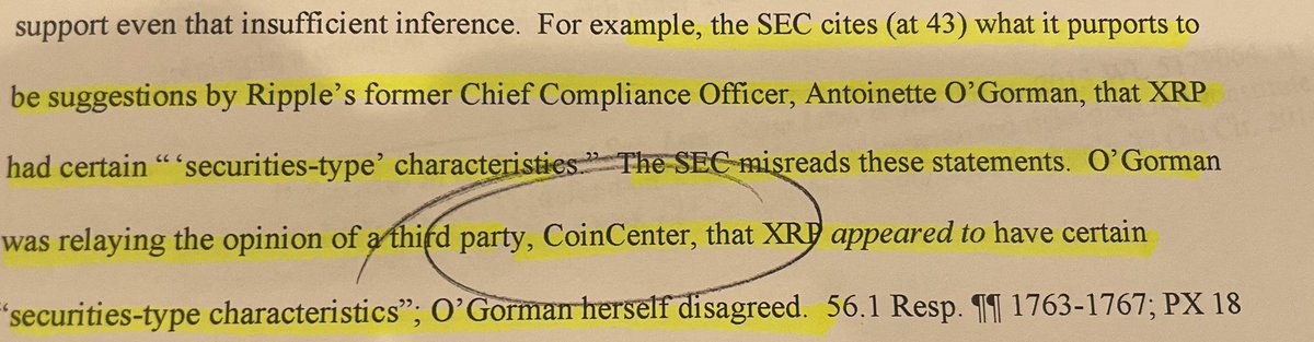 Look at that: the SEC uses the opinion of CoinCenter to mislead the Court attributing it to a Ripple employee. 🤨