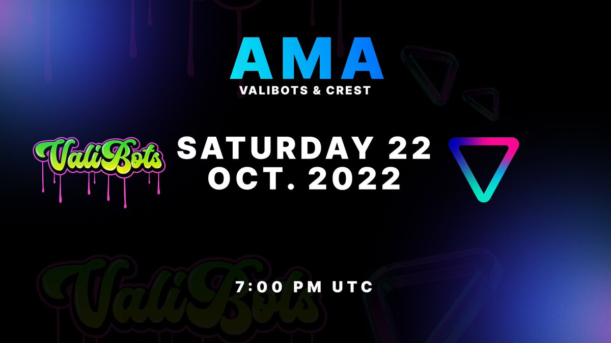playCrest's tweet photo. 🎙️ AMA #3 ft. @valibots 

Another great AMA, with great people 😎🌟

📍 Crest’s discord, at 7:00pm UTC

2 Maven (WL) roles are to win by interacting 🧧 https://t.co/hjMLTJNgGK
