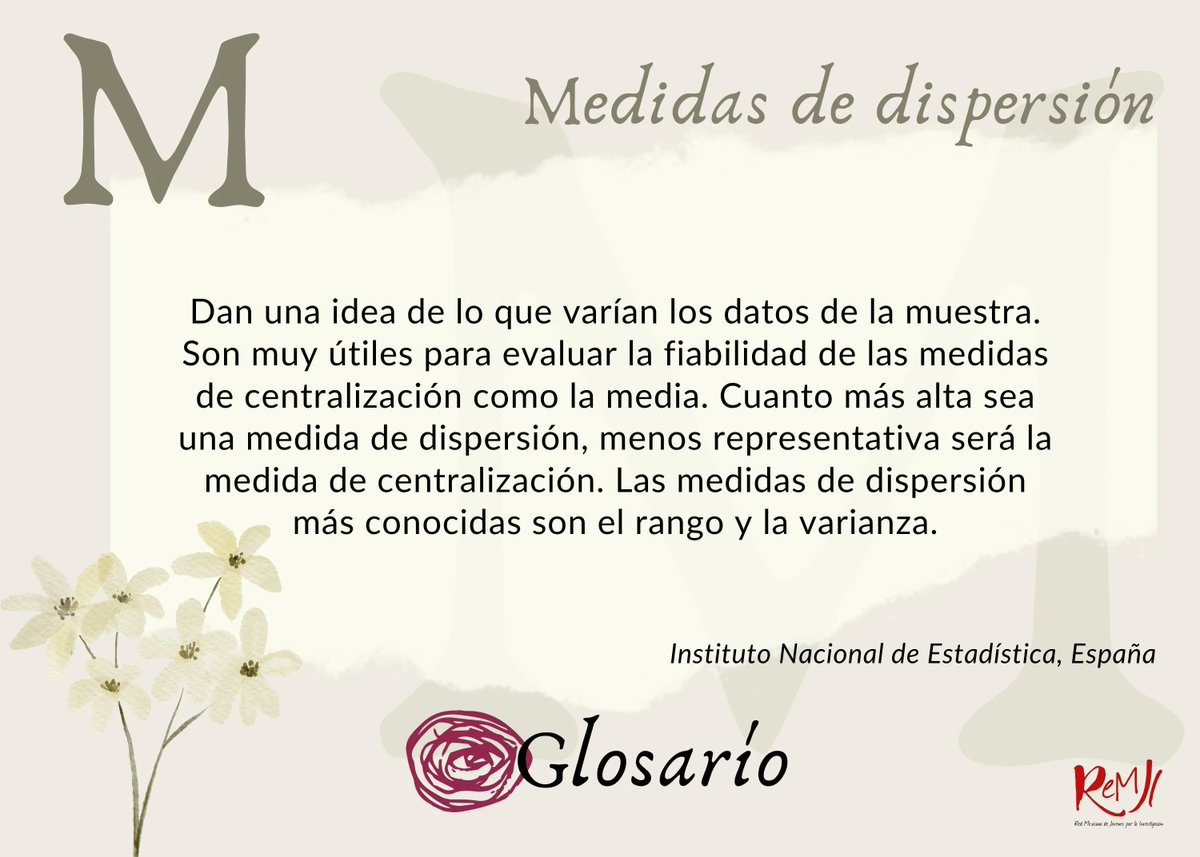 ReMJI_mx's tweet photo. #GlosarioAcadémicoReMJI  "Medidas de dispersión". https://t.co/oHBYgvamFi