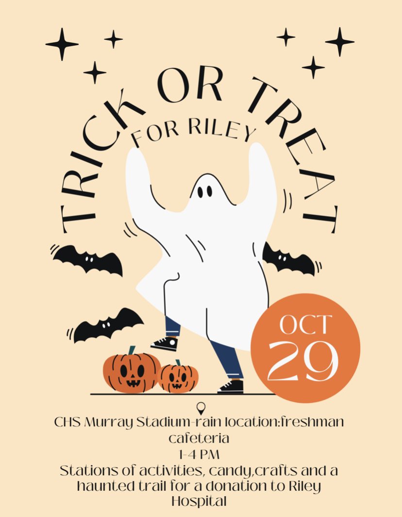 Join us next Saturday for our annual Trick or Treat for Riley! Join for stations of fun and candy, as well as a haunted trail, all for a donation to Riley!
#kidscantwait