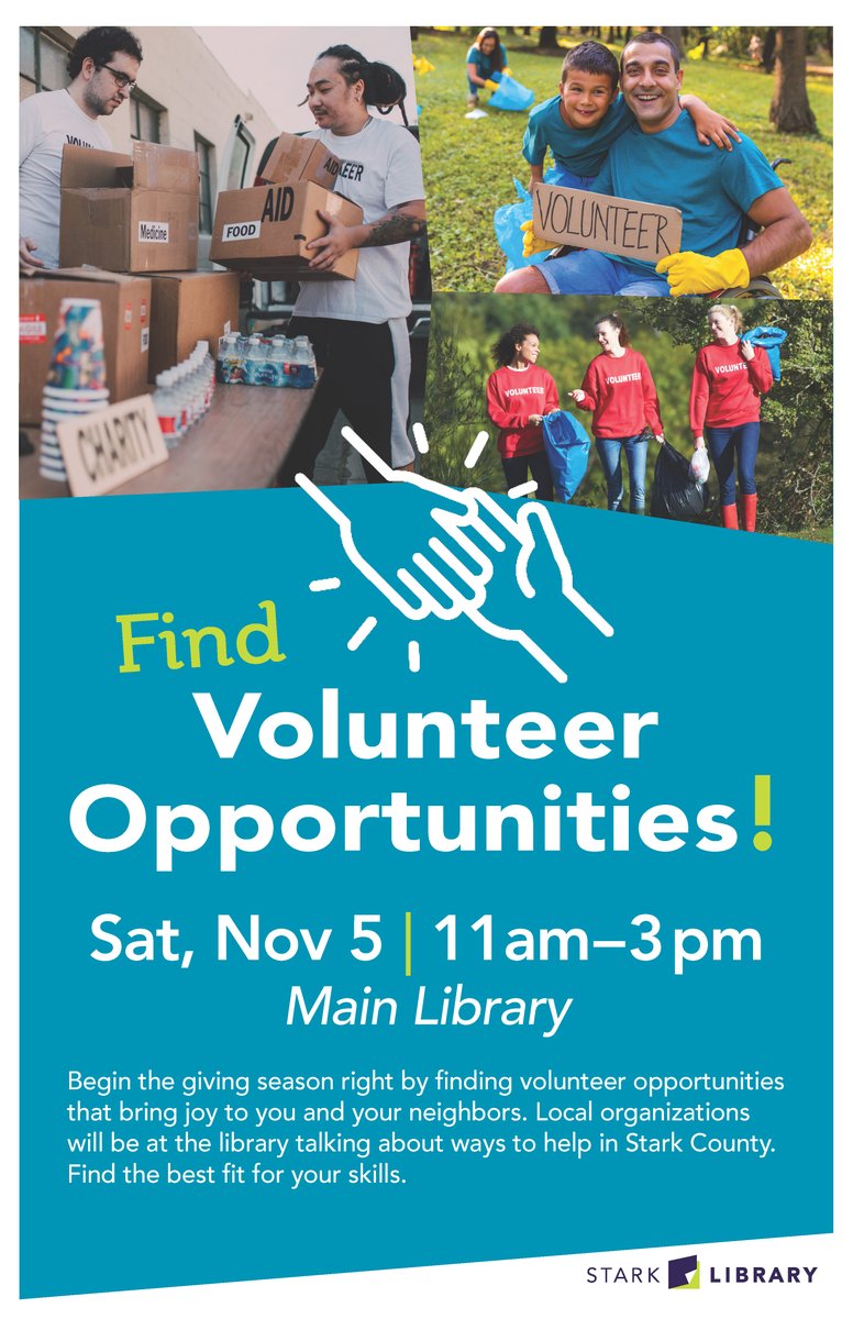 Visit us at the Find Volunteer Opportunities expo at the Stark Library - Main Branch. Sign up to be a VITA volunteer.
ow.ly/FEp650LhR6I