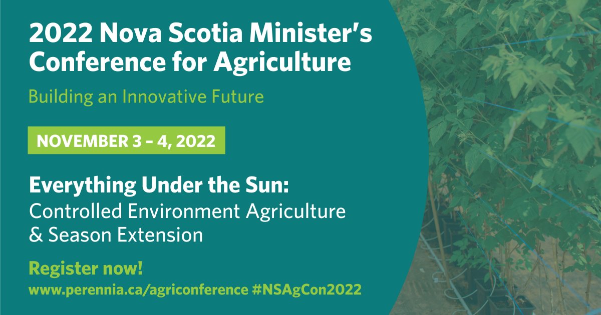 Controlled environment agriculture can extend the growing season, creating products that often command a premium in the marketplace. Learn how local producers are embracing new opportunities!
Register now for the 2022 <a href="/NSAgriculture/">NS Agriculture</a> Minister's Conference: perennia.ca/agriconference/