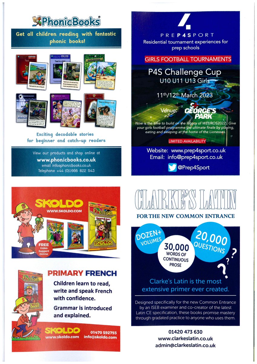 Very grateful to <a href="/SATIPS6/">SATIPS</a> and <a href="/PrepSchoolMag/">Prep School Magazine</a> for featuring Clarke's Latin in the Autumn edition, as well as their manufacturers, Neil Terry Design &amp; Print, for putting the ad together.