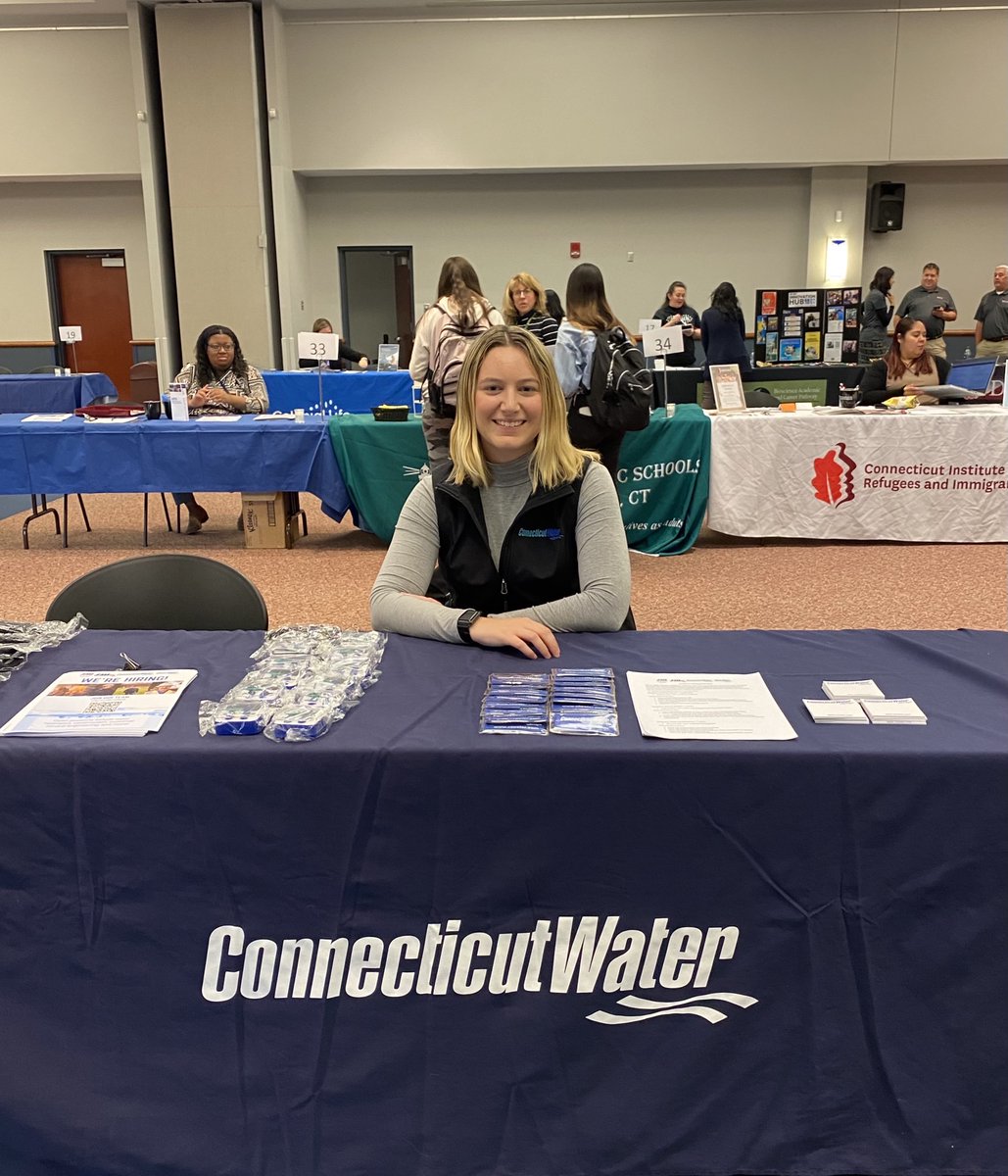 We're hiring! Our HR Talent Specialist Ariana spent some time at <a href="/SCSU/">Southern Connecticut State University 🦉</a>'s career fair this week, but if you it,  you haven't missed out on a number of opportunities to make a difference in the water industry. View open positions and learn more about us at ctwater.com/careers.