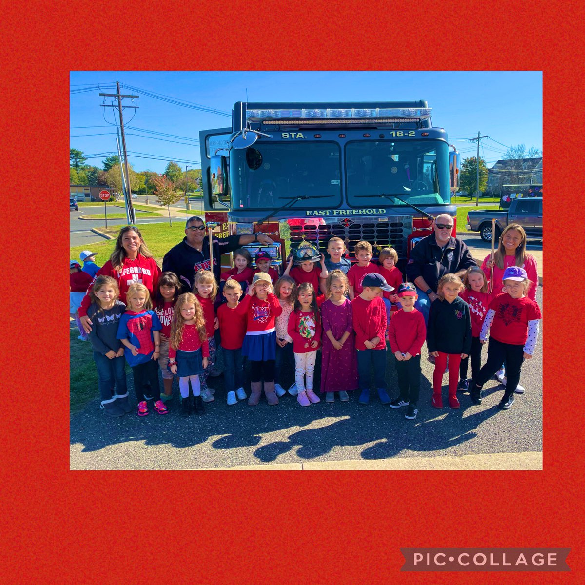 MsScarnati's tweet photo. Thank you so much to @Eastfreehold for teaching these kindergarteners all about fire safety! We are so lucky to learn how to be safe and what it looks like inside a fire truck! Shout out to firefighter @ScovillSmarties we β€οΈ you! #MiniFirefighters @CatenaColts ππ§―π©βπ https://t.co/w457D40RQJ