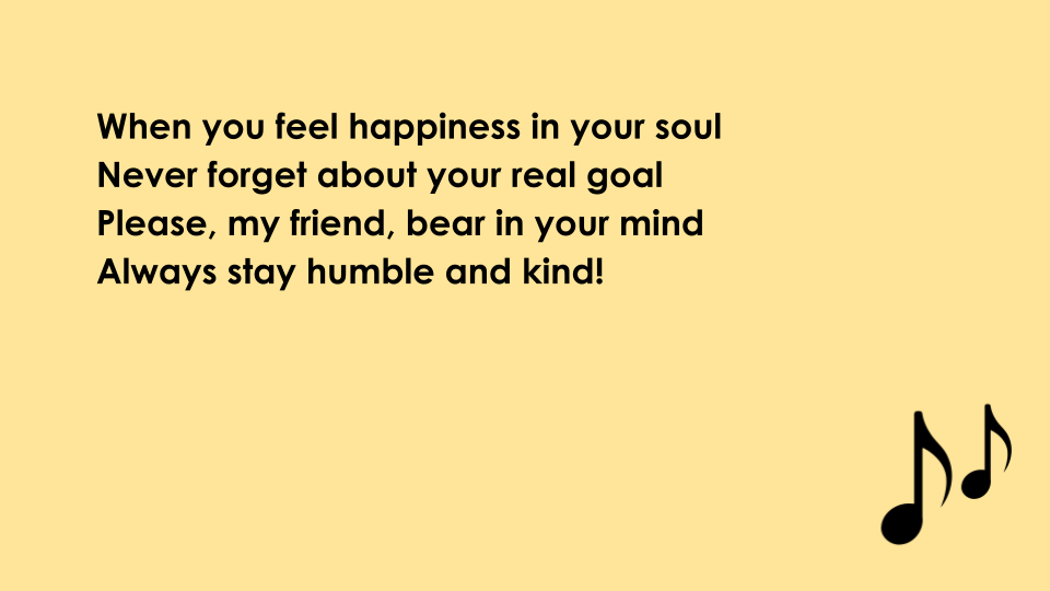 I love the creativity of my students in Ukraine. Today we listened to and talked about the song Humble and Kind. Then the students wrote one more verse to the song. What great songwriters! ❤️
