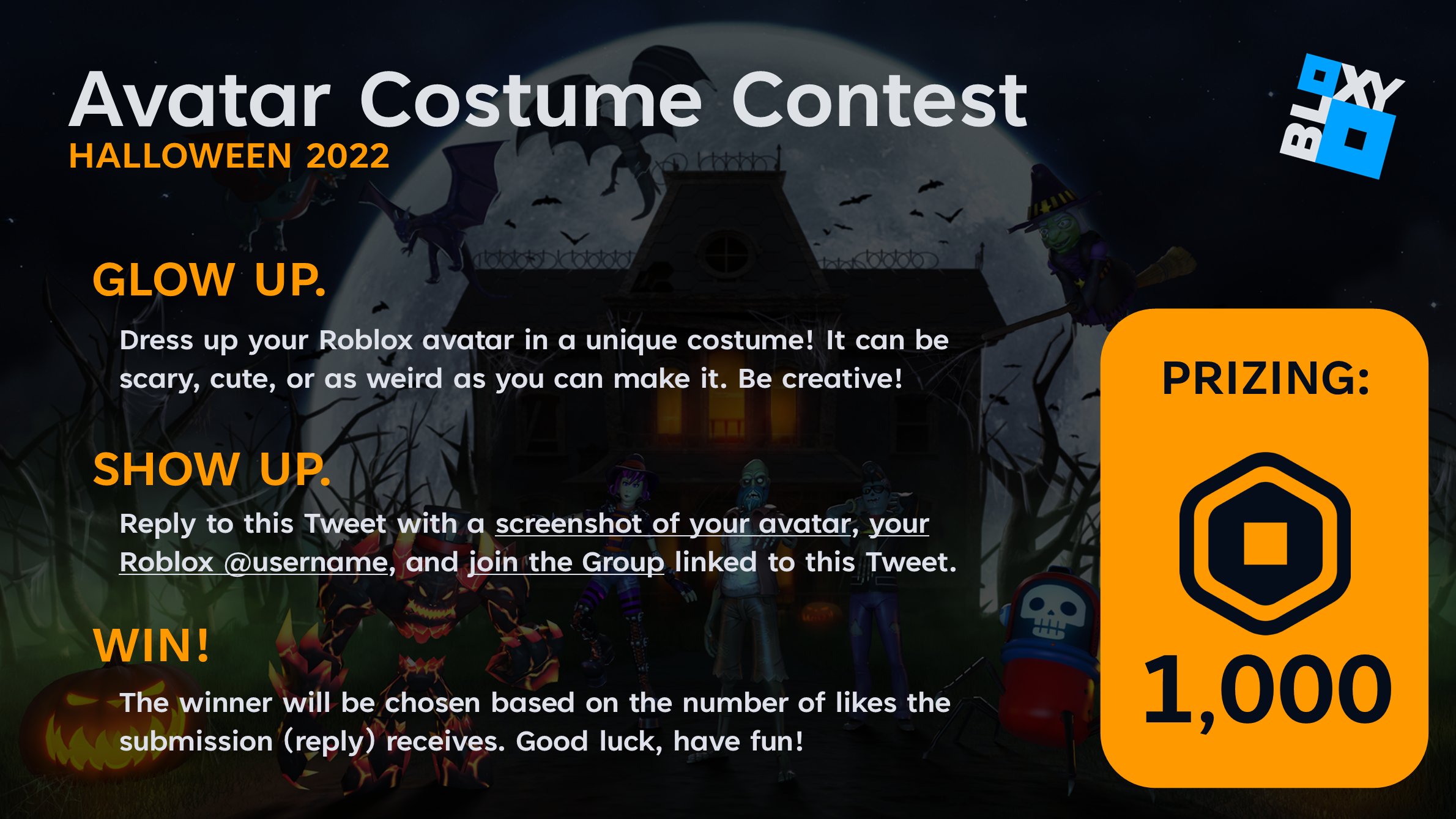 🎃 COSTUME CONTEST 👻 Join in on the 2022 Bloxy News Halloween Costume  Contest to show off your spooky #Roblox avatars and win some Robux! H…