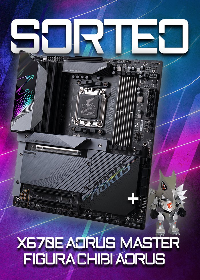 aorus_es's tweet photo. 🎁 [#SORTEO] 🎁

🎉 ¡Participa y llévate una X670E AORUS MASTER y nuestra figura AORUS CHIBI! 

¿Quieres ganar una?
1️⃣ - Sigue a @aorus_es 
2️⃣ - Haz RT
3️⃣ - Responde con #Aorus_España y etiqueta a un amigo

🗳 4/11/2022 https://t.co/4DbNBSbCs6