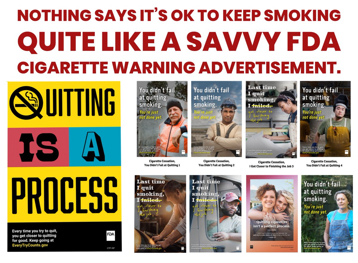 RT:  Nothing says 'It's OK to keep smoking, quite like a savvy FDA cigarette warning advertisement'

#Advertising #AdvertisingAwards #TopPromoter #ReversePsychology #OppositeWorld #Smoking #TobaccoTax #ProfitsOverPeople