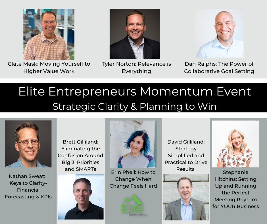 Another awesome lineup of incredible people coming to speak with the Elite community of leaders at our quarterly event! If you want to get Strategic Clarity and Plan to Win in 2023, this is the event to be at! Our goal is to help make 2023 a HUGE win for our Elite community!