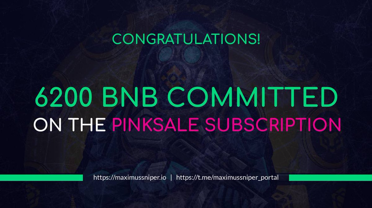 maximusniper's tweet photo. #Maximusniper broke the record 💥

6200 BNB COMMITTED ON THE PINKSALE SUBSCRIPTION🔥🔥

this means a reliable team and a token with utility💪🔥

THANK YOU EVERYONE 🙏❤️

#presale #BSCGemsAlert #BSC #CryptoNews @elonmusk https://t.co/KvJN7a64Yx