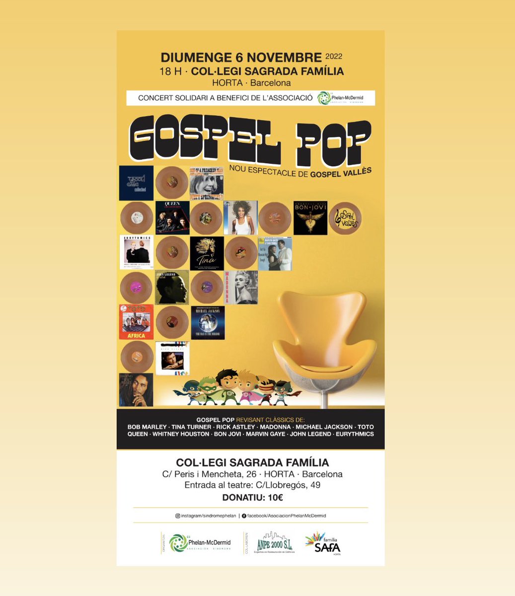 EAPorta's tweet photo. Un altre any @gospelvalles i @Safahorta s’uneixen en un concert solidari en benefici de @PhelanMcDermid L'objectiu és recaptar fons per destinar a la investigació de la síndrome, una malaltia genètica que afecta a nens i nenes i és considerada minoritaria. https://t.co/9smP4OixmY