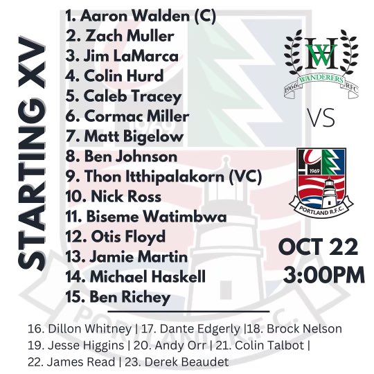 Your starting lineup for Round 7 tomorrow. Come see them in action on Fox Street at 3pm! #wearetheboysofmaine