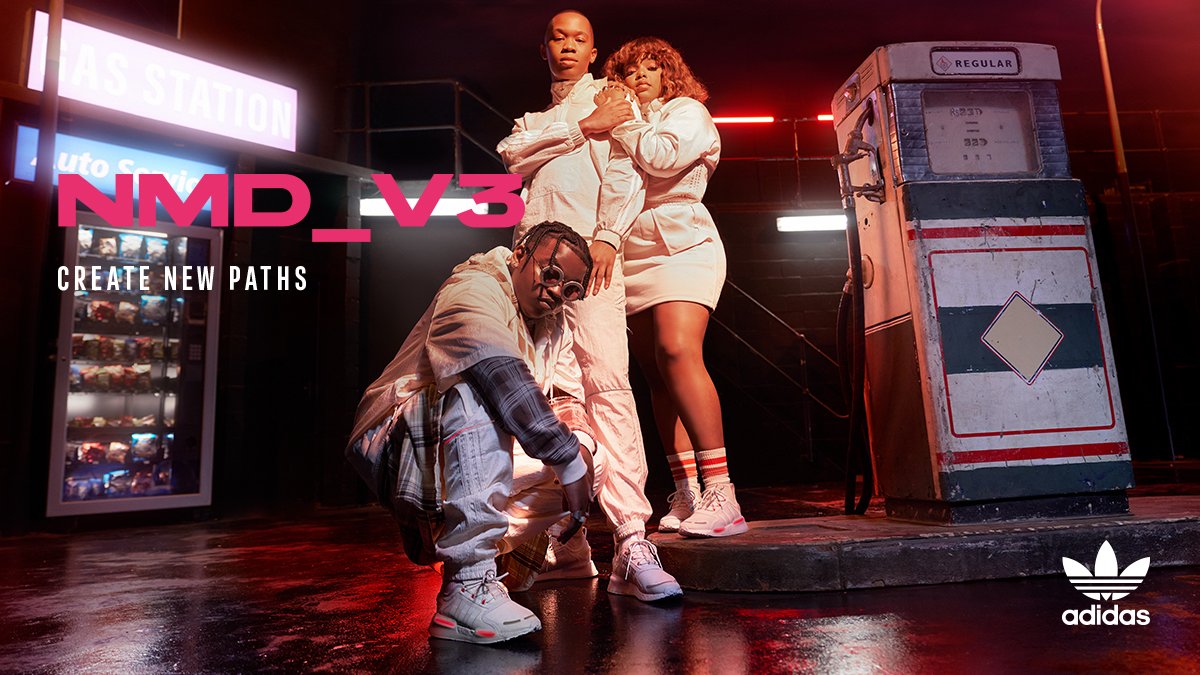 sportsceneSA's tweet photo. Blending the iconic design of the past with a vision for the future that’s made for urban explorers. Take on the city with Thebetsile Magugu in the new adidas Originals NMD V3.
Now available in sportscene stores, mobi app & online: https://t.co/10YfSRfVPT
#NMD #CreateNewPaths https://t.co/JtetaqkWHi