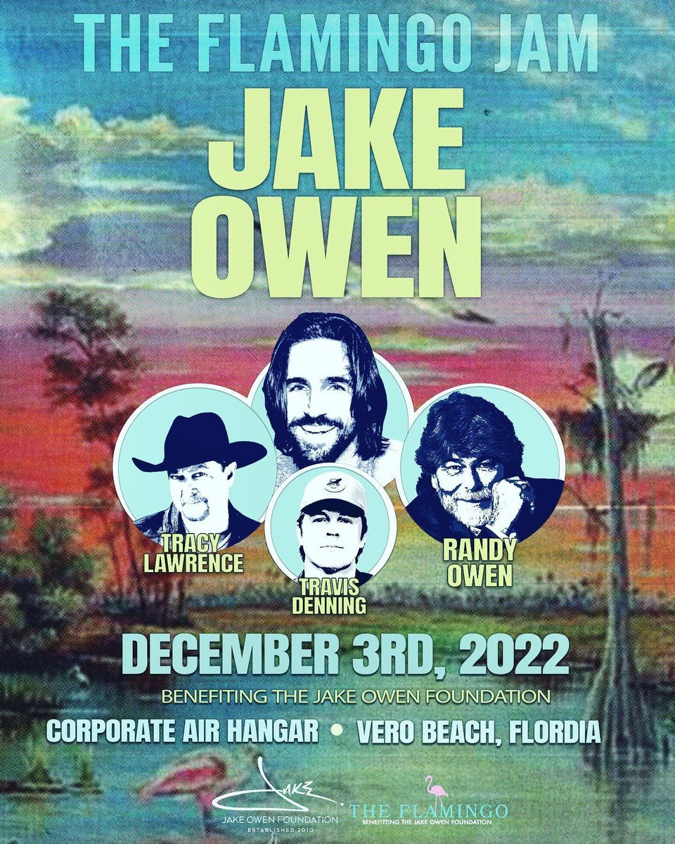 It’s that time of year again… I can’t begin to tell you how excited and over the moon I am about these guys coming to my little town of Vero Beach, FL to help support the mission of <a href="/FoundationJake/">Jake Owen Foundation</a>. Tickets are on sale Friday October 28th!!! See y’all in December!! 

🦩🦩🦩🦩🦩