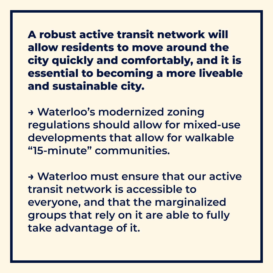 thatMNSchwarze's tweet photo. (1/2) ACTIVE TRANSIT 👩‍🦽🚶‍♂️🚴‍♀️

For a livable city, residents need to be able to get around safely, quickly, and accessibly in ways that make sense for them.

Full details, studies, &amp; sources: https://t.co/ELWIaEzA1M

#Ward6Waterloo #Waterloo #WatReg #WRvotes #WRpoli #LivableCities https://t.co/SlkdEOchXW