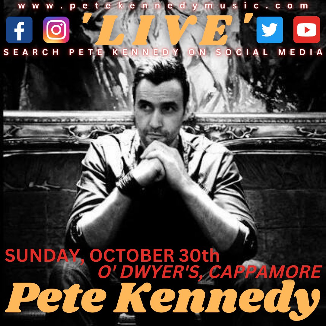 Coming to #ODwyers of #Cappamore as we see out the month of October, #singer #songwriter @realpetekennedy 🤟🎤

Not only has Pete appeared in the mega-successful #American #TV show #Nashville 🤩📺, he's also toured the #UK with #pop #legend <a href="/neilsedaka/">Neil Sedaka</a> 🚍😎