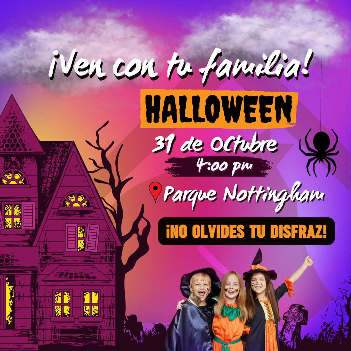 Ac_Sayavedra's tweet photo. 🦇 🎃 HALLOWEEN EN #CONDADODESAYAVEDRA🎃 🦇
Te esperamos el próximo 31 de octubre en Parque Nottingham para nuestro tradicional concurso de disfraces 👻. ¡Ven y diviértete con tu familia! https://t.co/9ECQySxZg5