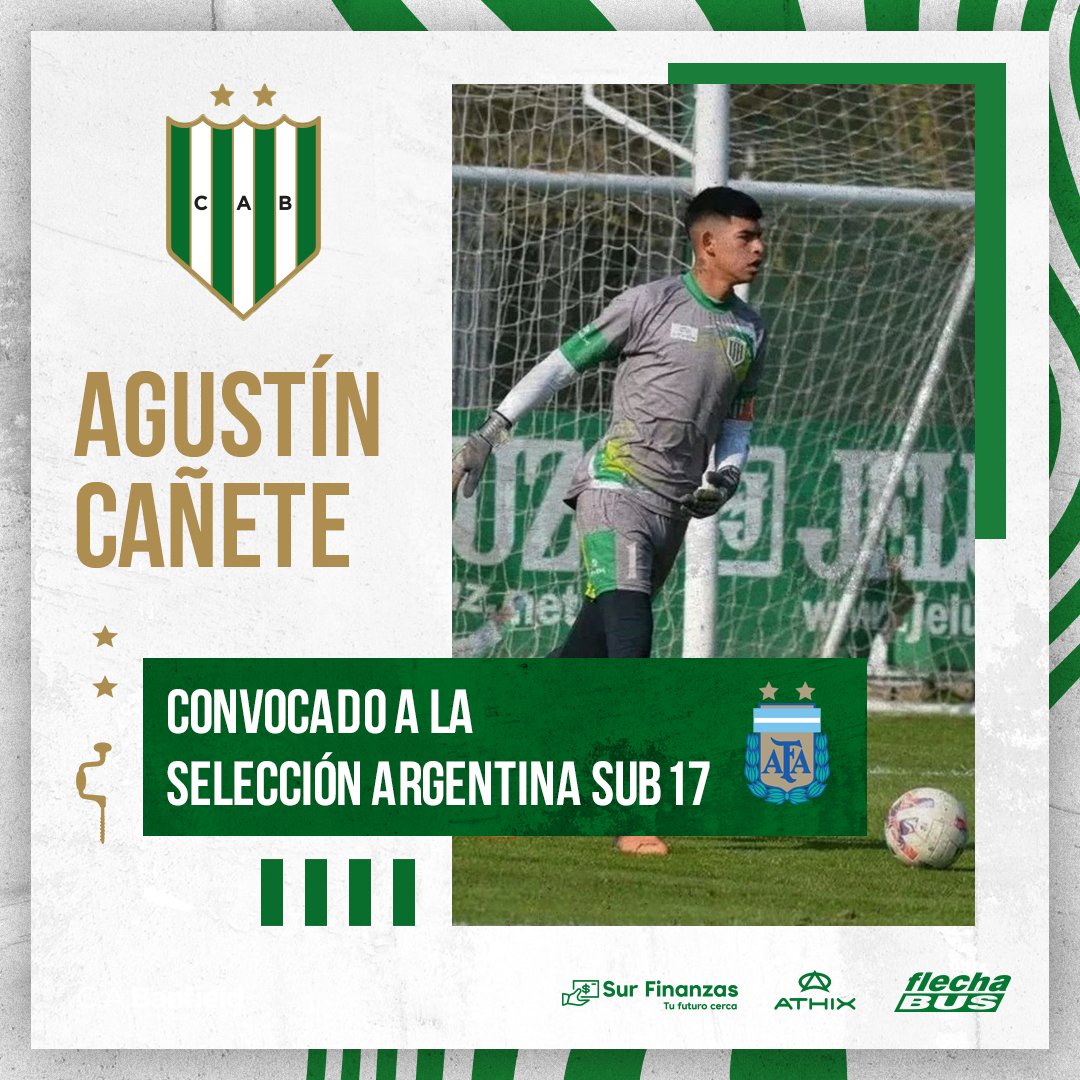 ¡ADN Banfileño, de Selección!

🧤El arquero Agustín Cañete fue convocado para integrar la Selección Argentina Sub 17 que disputará la Copa Ciudad de Ezeiza entre el 24 y el 28 de octubre.

¡Felicitaciones! 👏🏻
