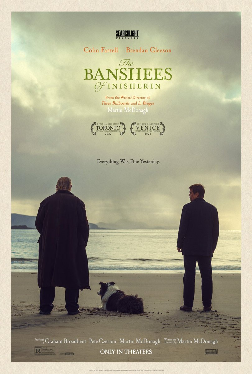 Writer-director Martin McDonagh is back with a vengeance with one of my favorite movies of the year, #TheBansheesofInisherin. Reuniting his stars from 'In Bruges', Colin Farrell & Brendan Gleeson, the movie left me howling with devilish glee. My review: youtu.be/U7VLEg-54x8