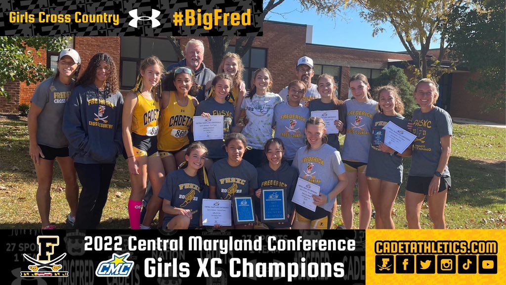 ⚡️Cadetathletics.com News Flash⚡️
🏆HARDWARE ALERT🏆
<a href="/CadetXC_/">Frederick High XC</a> Girls win the Central Maryland Conference Championship held at Boonsboro today. Marking FHS’s first Girls XC conference title since 1999.

⚔️ | #BigFred