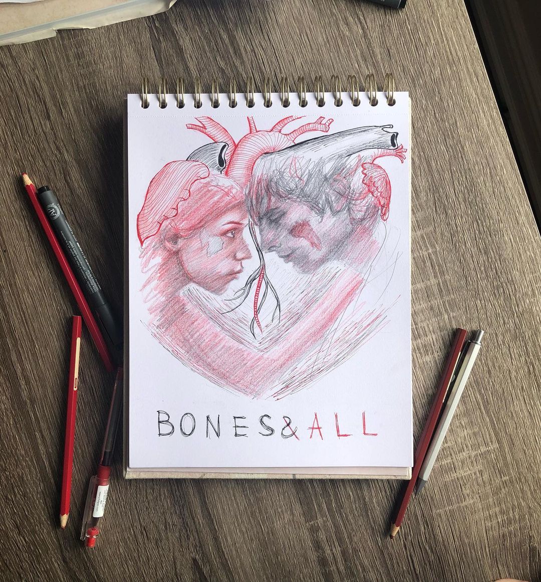 now serving - a second helping of #BonesAndAll fan art.❣️ tag us in your amazing work for a chance to be featured on #FanArtFriday 🎨 1) juliette_creative on IG 2) timoaesthetic on IG 3) @amyonfilme 4) artycasey on IG