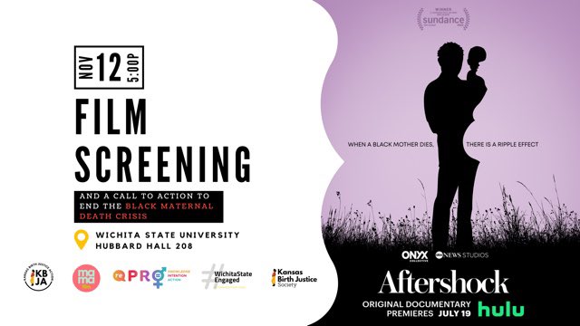 Passionate about #Blackmaternalhealth? Live in Wichita? Join us November 12th at @WichitaState for a free screening of @aftershockdoc followed by a #calltoaction to end the Black maternal death crisis. Get tickets here: eventbrite.com/e/aftershock-s…