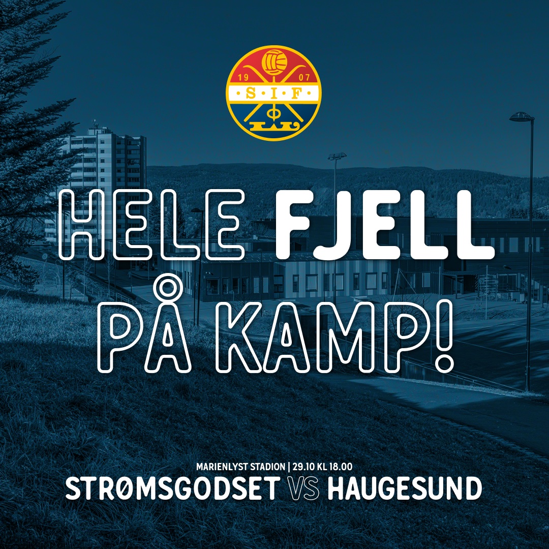 𝗛𝗘𝗟𝗘 𝗙𝗝𝗘𝗟𝗟 𝗣Å 𝗞𝗔𝗠𝗣! 🏟
Strømsgodset inviterer hele Fjell til Marienlyst på hjemmekampen mot Haugesund lørdag 29. oktober.

𝗟𝗲𝘀 𝗺𝗲𝗿 ⤵️
godset.no/nyheter/hele-f…