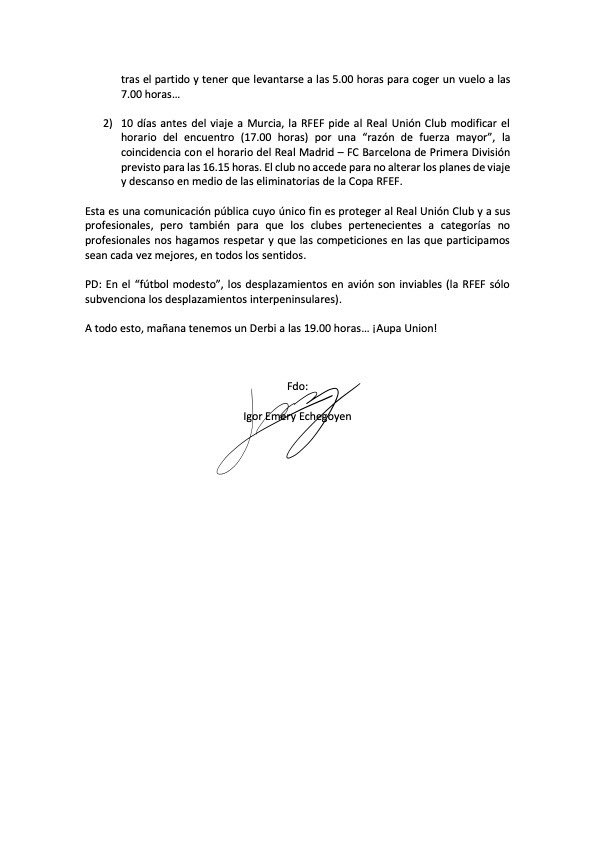 Carta abierta…
Aupa Union ⚪️⚫️!!